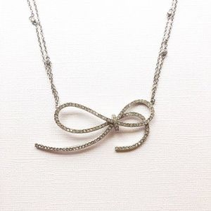 New! Swarovski Crystal Silver Bow Necklace / Love Jewelry Tie the Knot Necklace